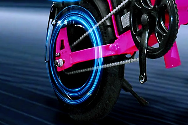 Durable Rear Wheel with Vibrant Pink Frame